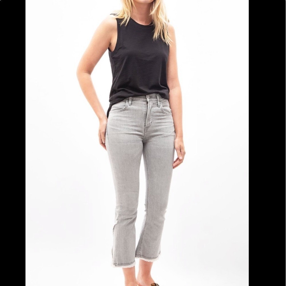 Citizens of Humanity Drew Fray Crop‎ Jean 32 Gray Released Hem Raw Edge Flare